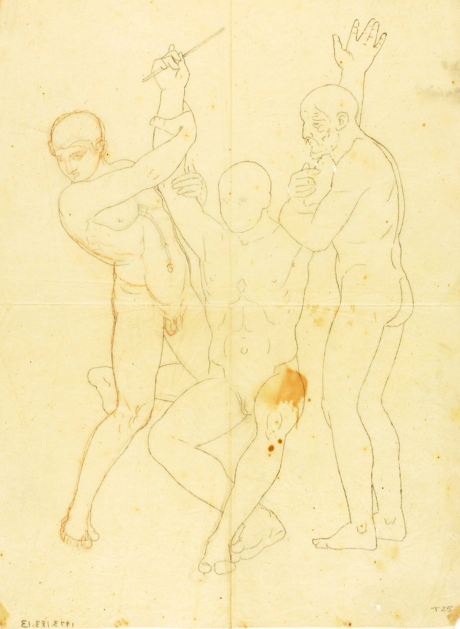 Moses, Aaron und Hur auf dem Berg Horeb (Aktstudie) von William Page