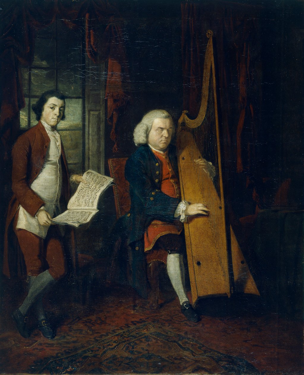 John Parry der blinde Harfenist mit einem Assistenten, ca. 1770-1780 von William Parry