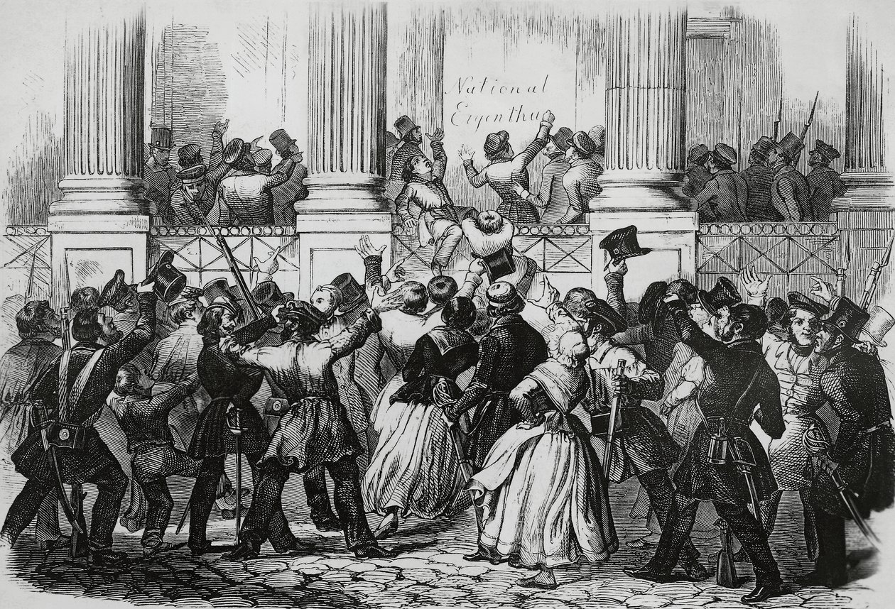 Revolution in Berlin vor dem Palast von Wilhelm I., März 1848, Deutschland von Nicolas Toussaint Charlet