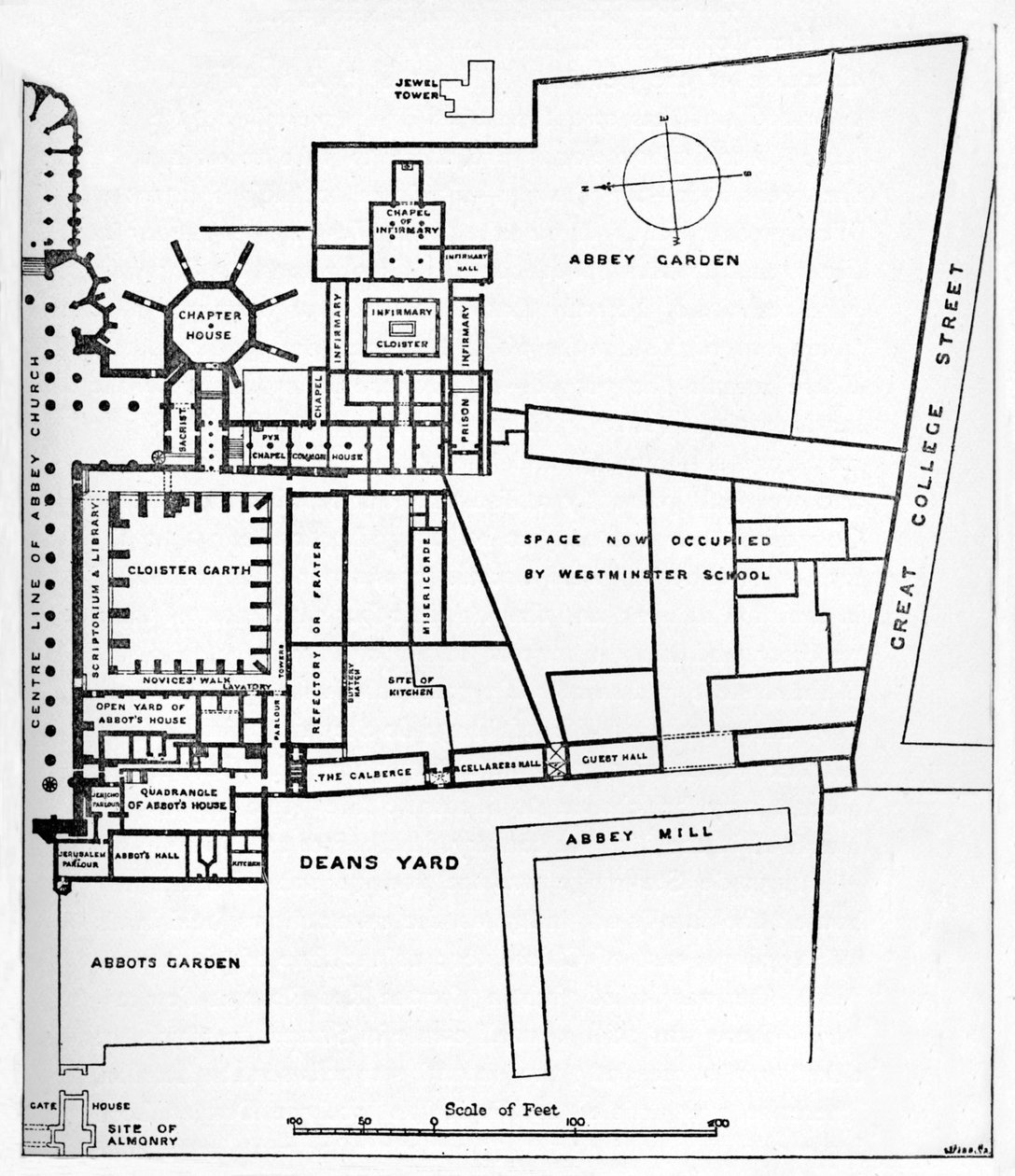 Plan der Benediktinerabtei von Westminster, ca. 1897 von William Patten