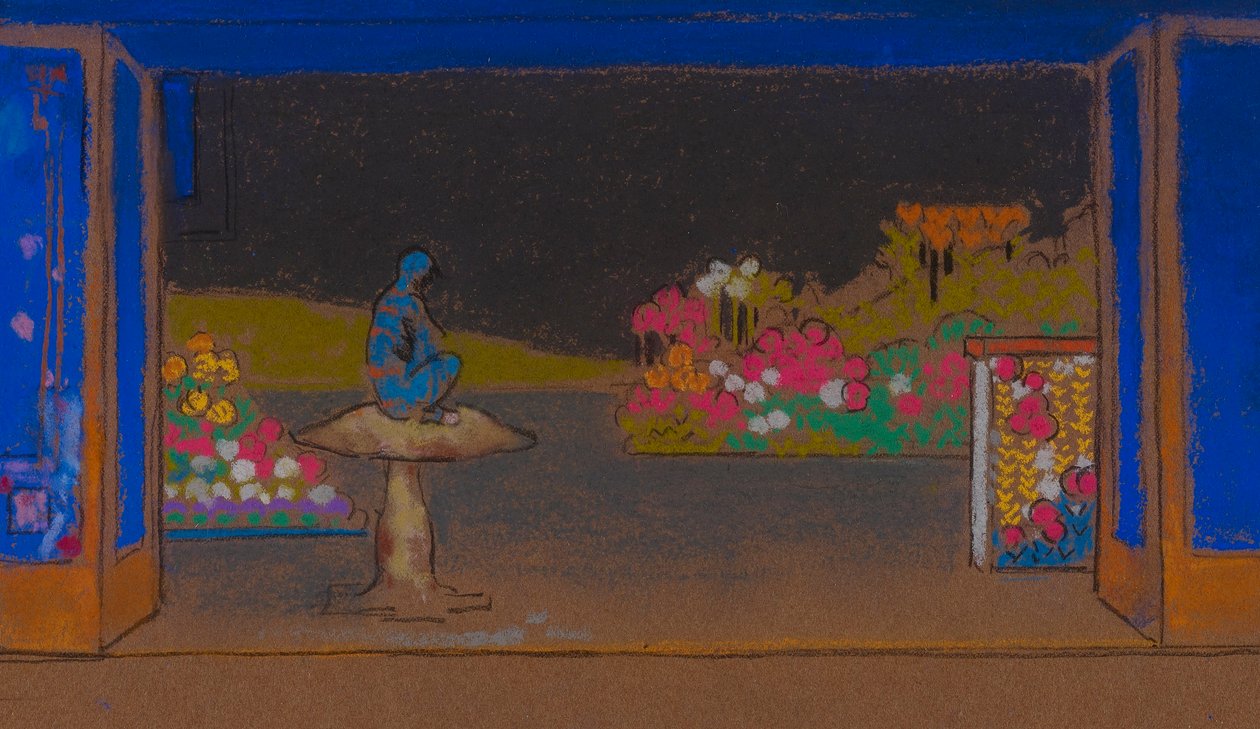 Garten der Blumen (Bühnenbild für Alice im Wunderland, 1915) von William Penhallow Henderson