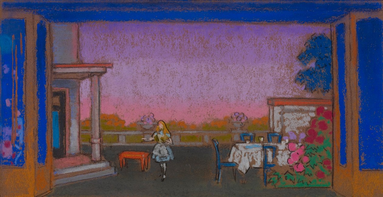 Märzhase Garten (Bühnenbild für Alice im Wunderland) von William Penhallow Henderson