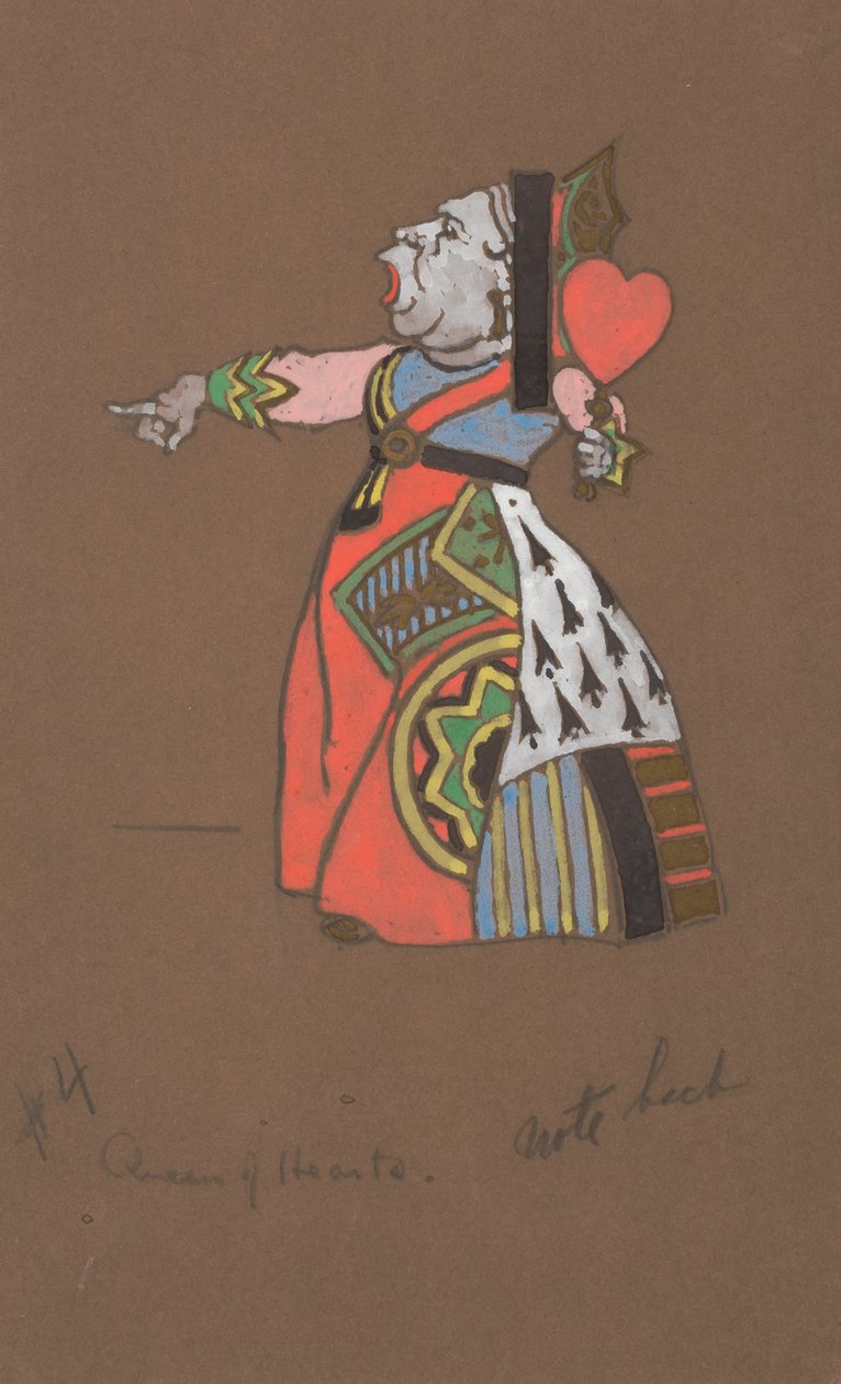 Herzkönigin Kostümdesign für Alice im Wunderland von William Penhallow Henderson