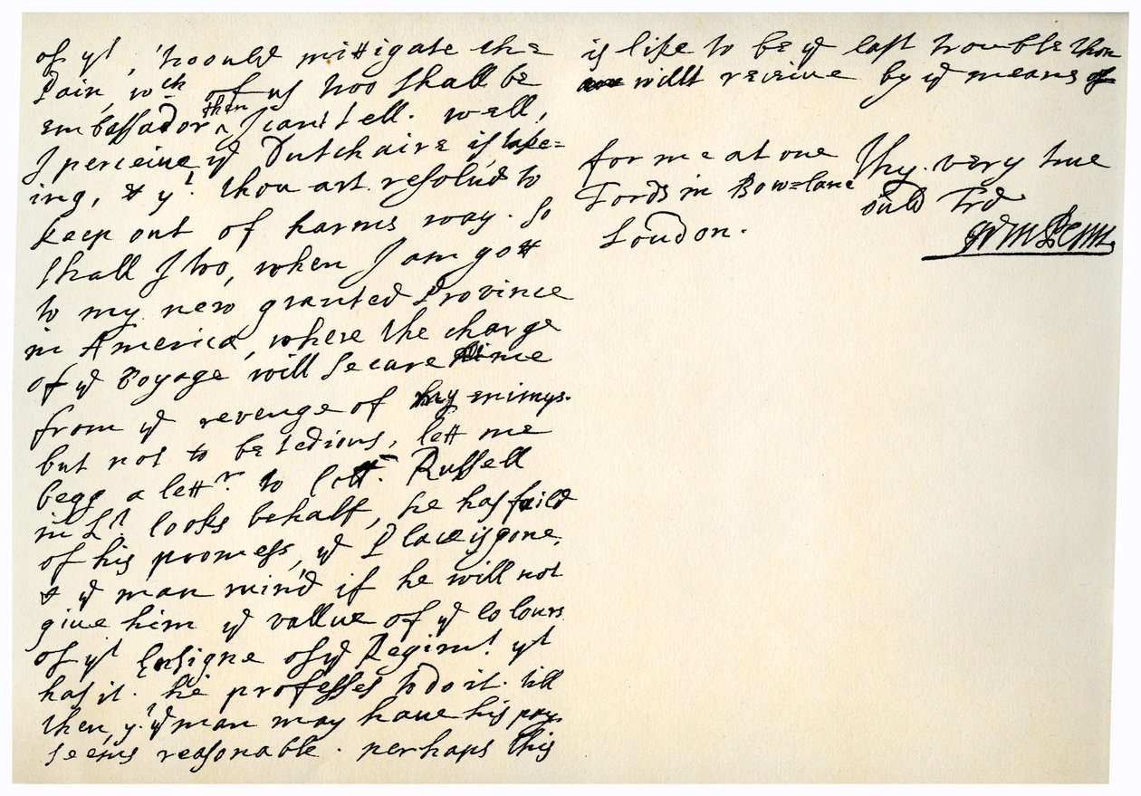 Brief von William Penn an Colonel Henry Sydney, 29. März 1681 von William Penn