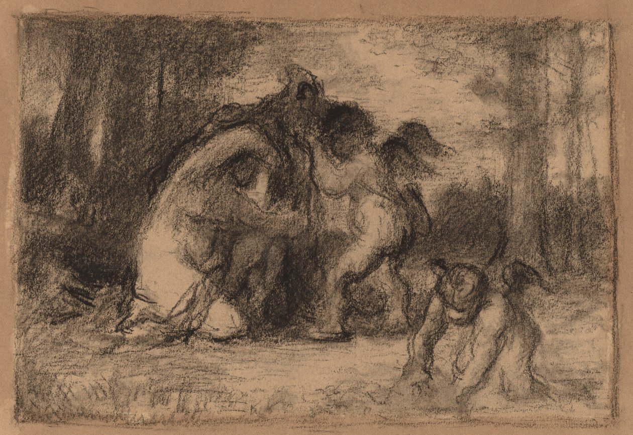 Bewaldete Landschaft mit Putti, die einer Frau beim Ausziehen helfen von William Perkins Babcock