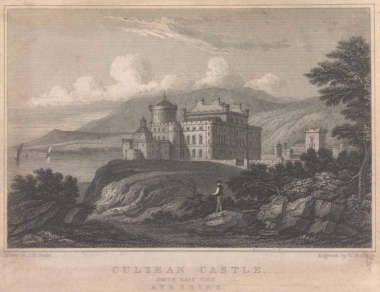 Culzean Castle, Südostansicht, Ayrshire; Seite 84 (Band Eins) von William Radclyffe