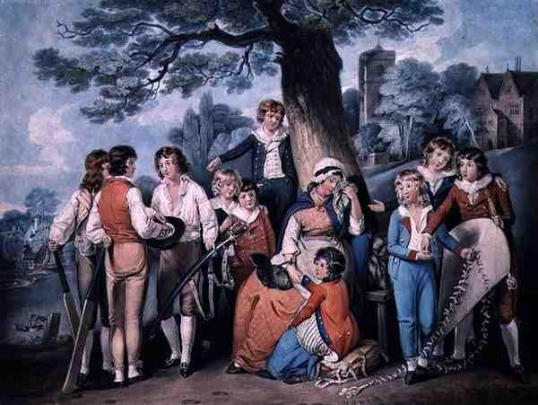 Die Witwe des Soldaten oder Die Sammlung der Schuljungen von William Redmore (after) Bigg