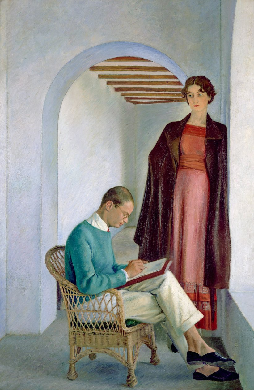 Der Sohn des Künstlers und seine Frau oder zwei Figuren in einem Innenraum, ca. 1930-35 von William Rothenstein