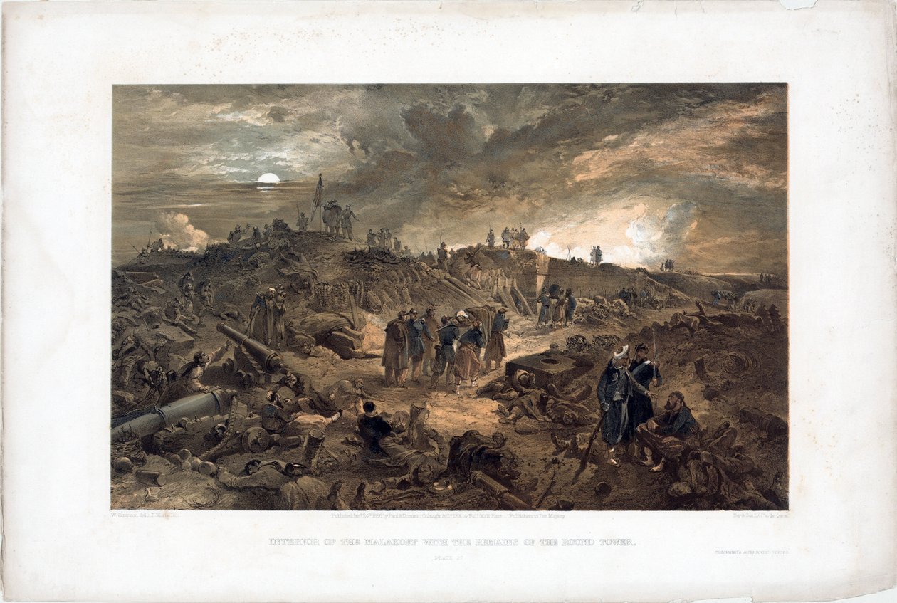 Krimkrieg (1853-1856): Episode der Belagerung von Sewastopol (Ukraine), die französischen Truppen unter den Ruinen nach der Einnahme des Malakow-Turms am 8. September 1855 von William Simpson
