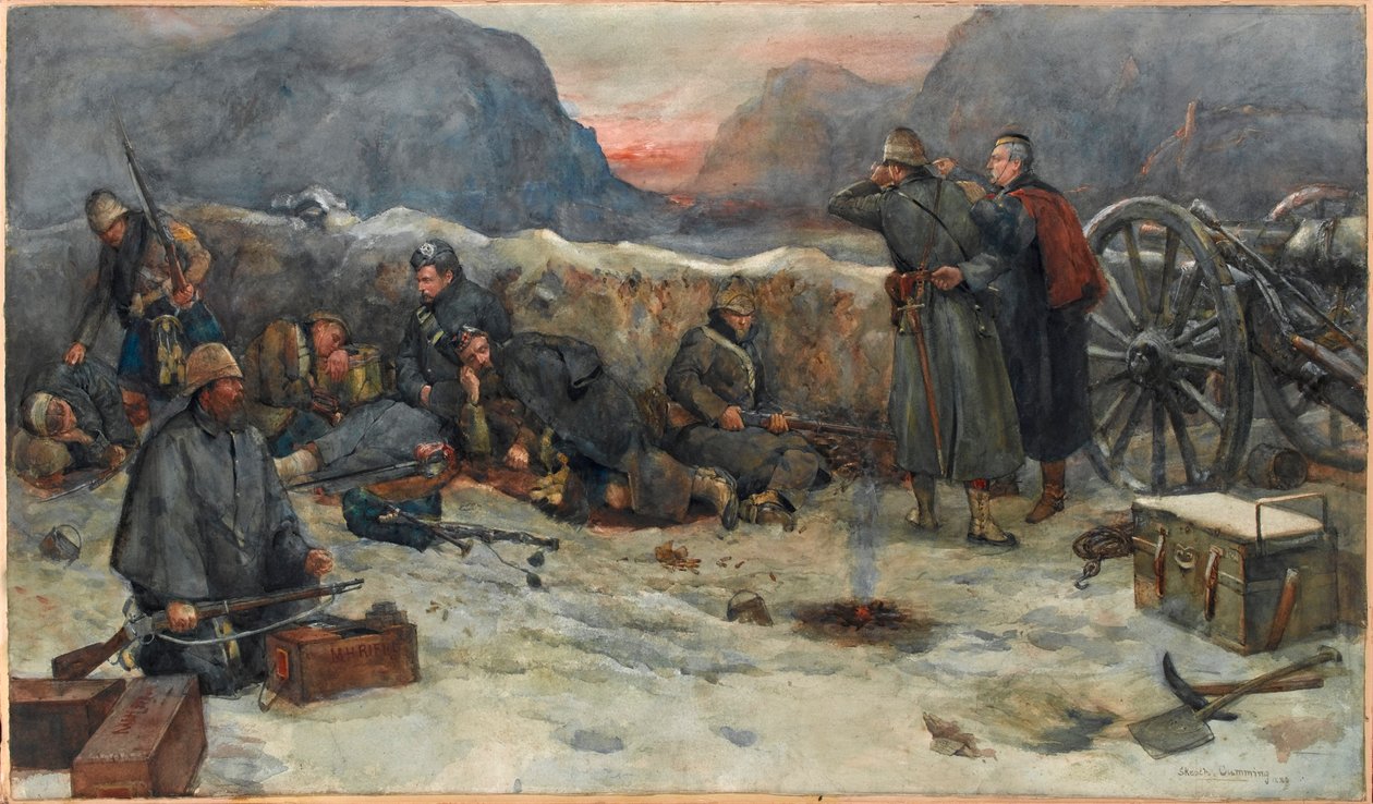 Die Gordon Highlanders: Morgengrauen in den Schützengräben von William Skeoch Cumming