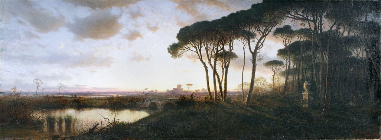 Schloss von Ostia, gesehen vom Pinienwald von Castel Fusano, 1881 von William Stanley Haseltine