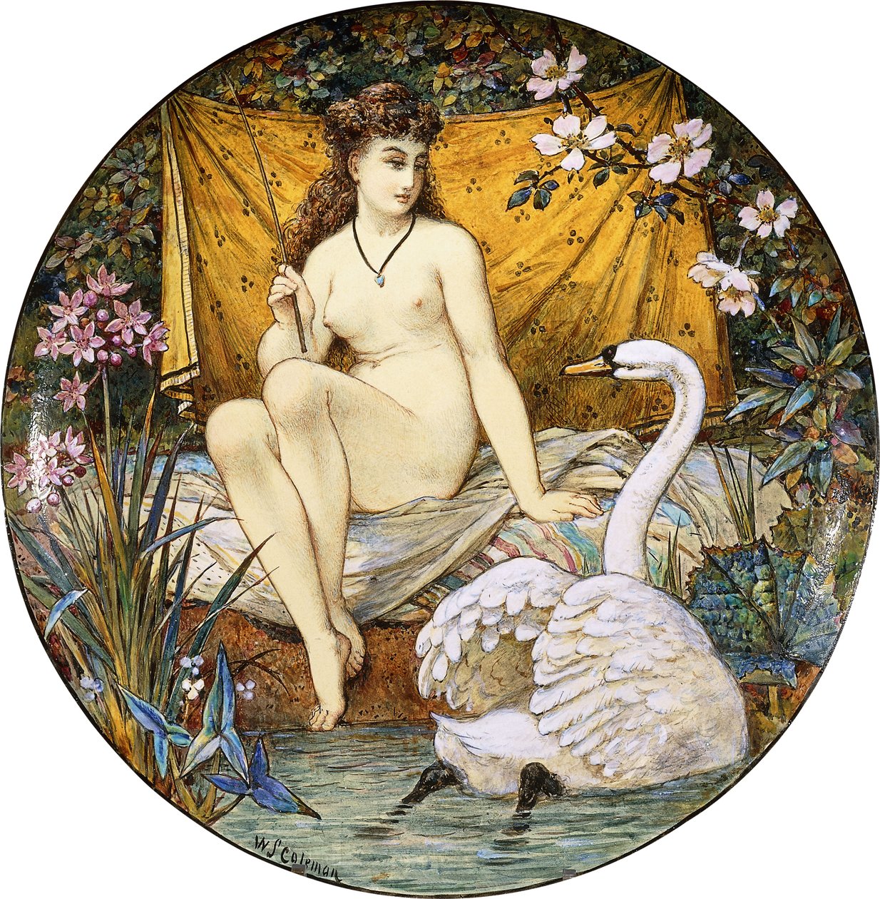 Eine große Minton-Tazza, die Leda und den Schwan darstellt von William Stephen Coleman