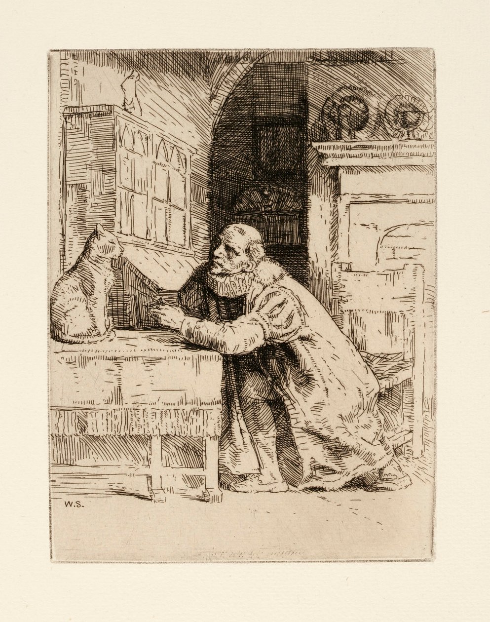 Montaigne und die Katze. Illustration zu Izaak Walton und Charles Cotton