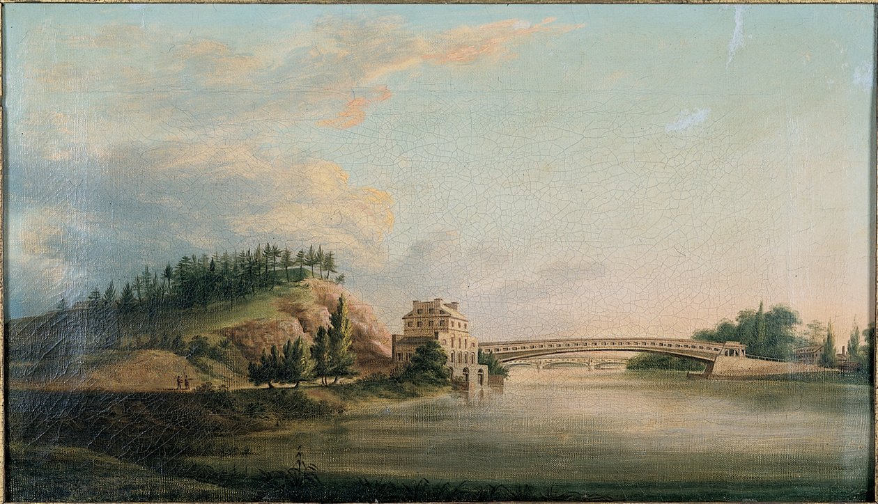 Ansicht einer Brücke über den Schuylkill River von William Strickland
