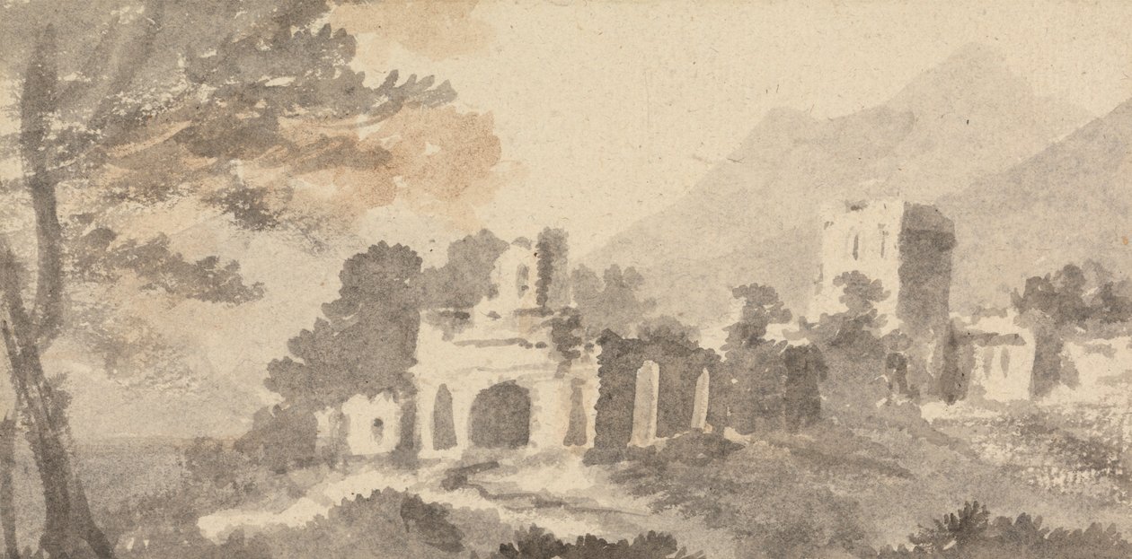Italienische Landschaft mit Ruine eines Schlosses von William Taverner
