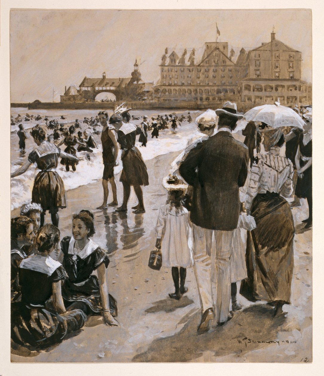 Strandszene aus Harpers Weekly, veröffentlicht 1900 von William Thomas Smedley