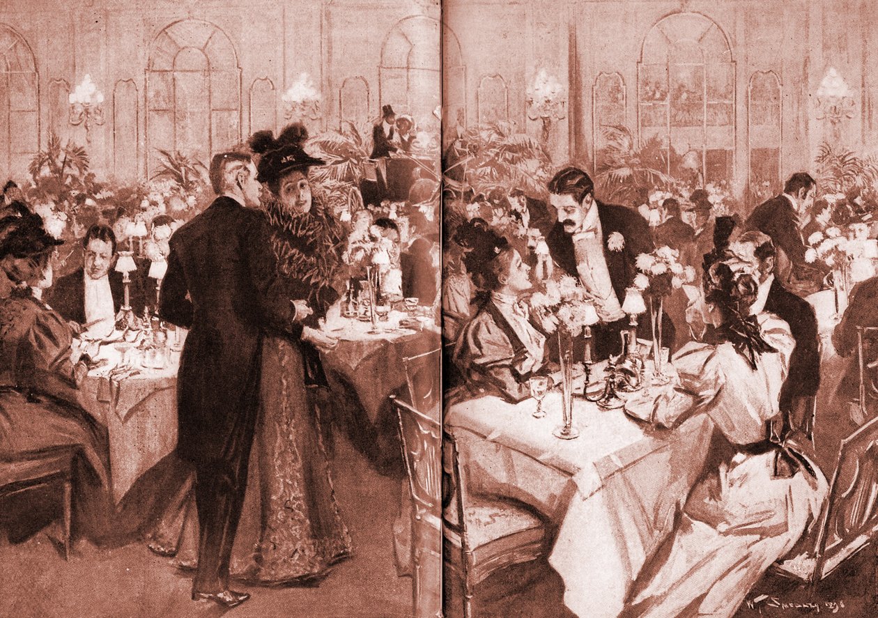 Mitglieder der High Society im Waldorf Hotel von William Thomas Smedley