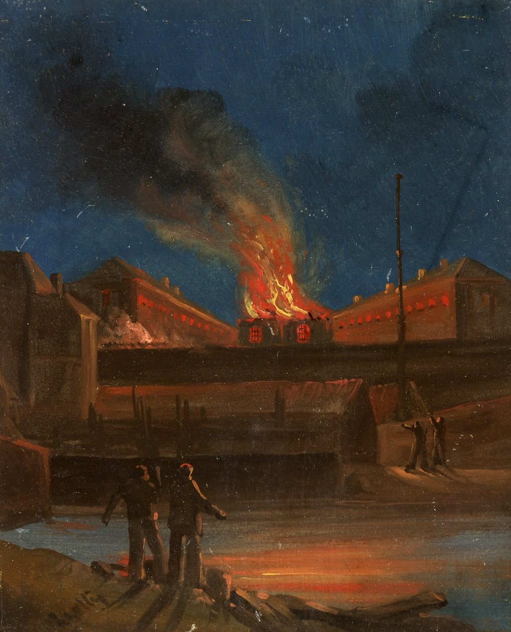 Bristol-Unruhen: Das Gefängnis brennt, um 1831 von William W. Wheatley