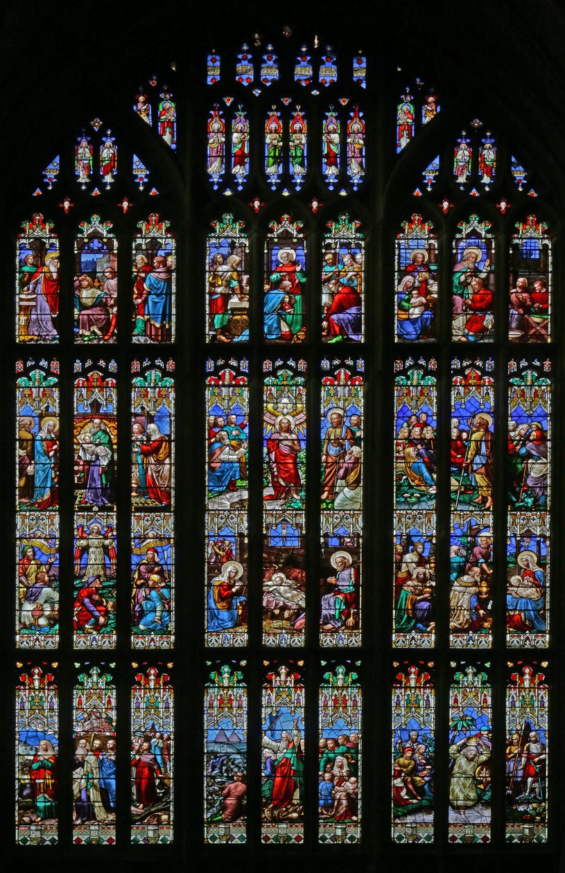 Die Geburt Christi und das Thema der Taufe, 1859 (Buntglas) von William Wailes