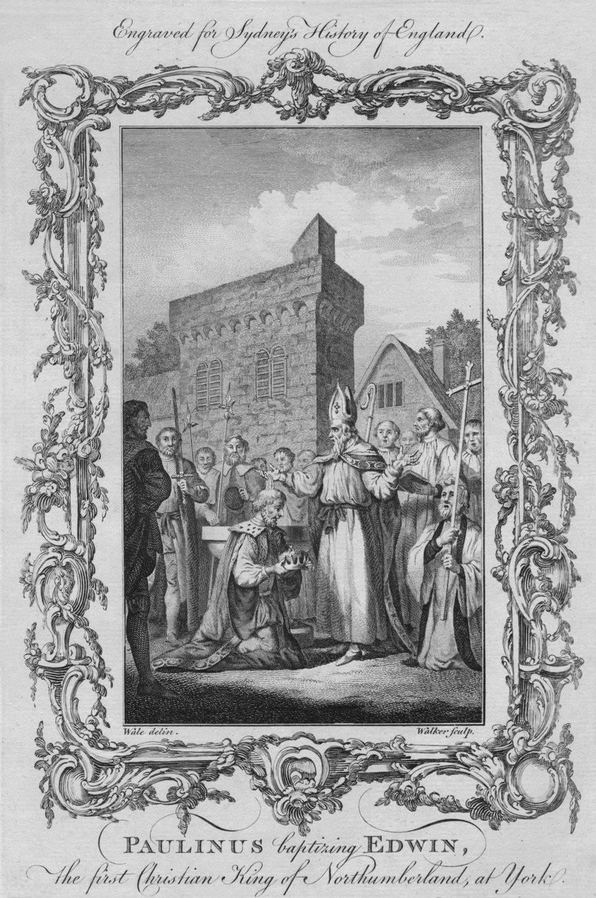 Paulinus tauft Edwin, den ersten christlichen König von Northumberland, in York, 1773 von William Walker