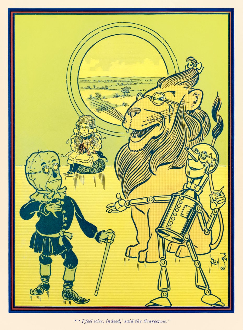 „Ich fühle mich weise“, sagte die Vogelscheuche. aus „Der Zauberer von Oz“ von L. Frank Baum von William Wallace Denslow