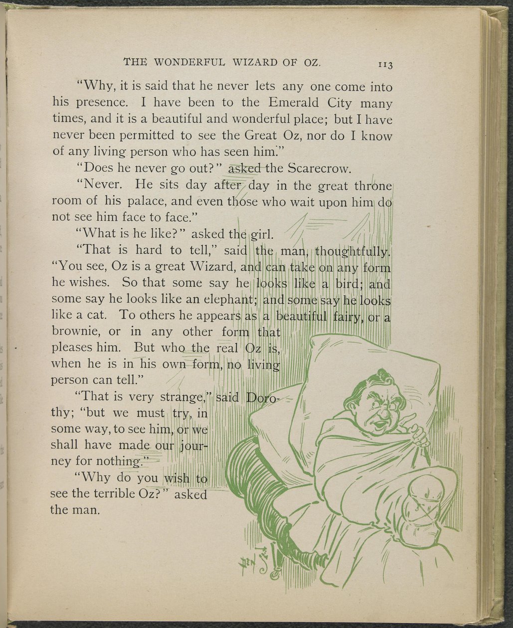 Illustration aus "Der wunderbare Zauberer von Oz" von Lyman Frank Baum von William Wallace Denslow