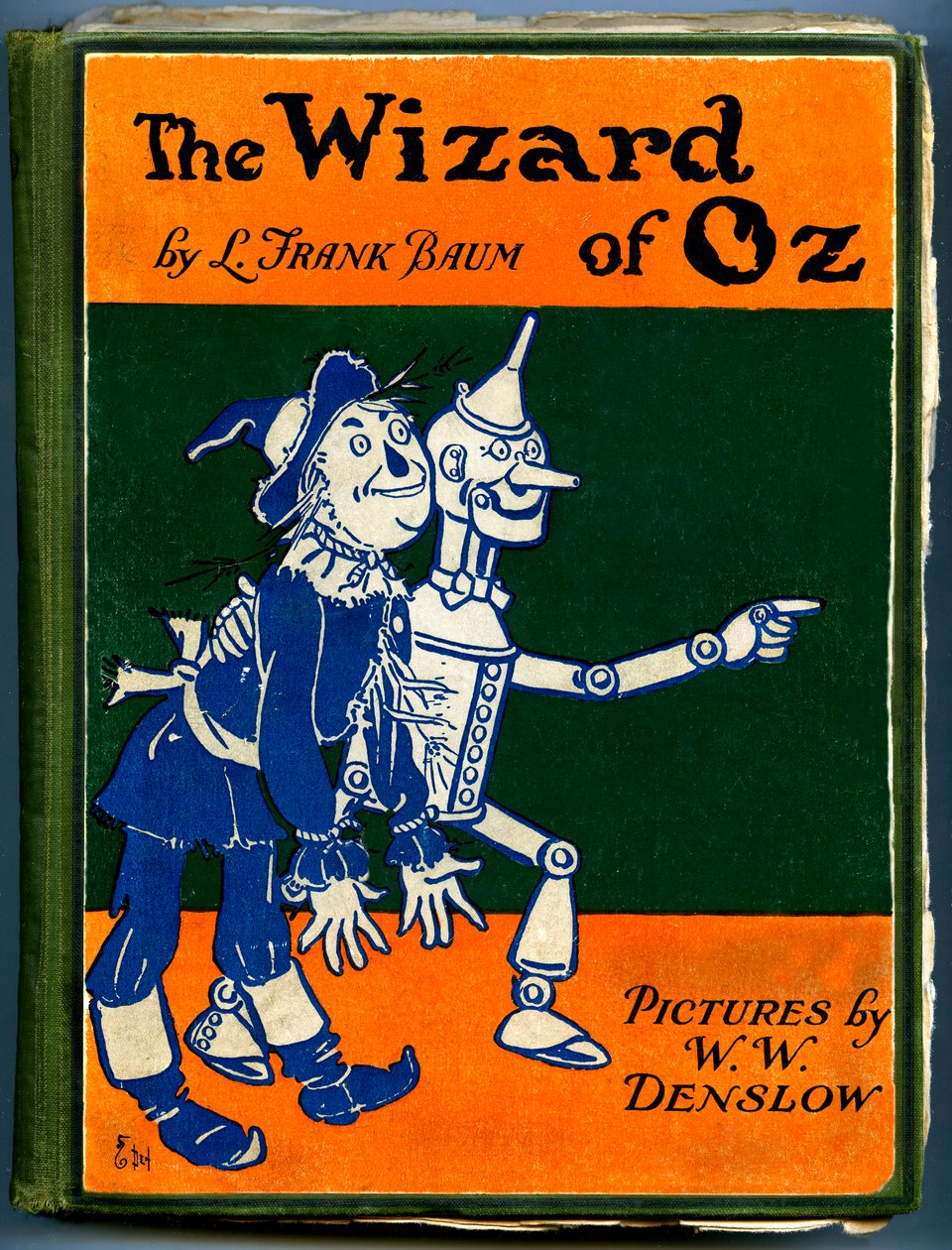 Der wunderbare Zauberer von Oz - Der Zauberer von Oz: Cover einer alten Ausgabe (zwischen 1905 und 1920) illustriert von Denslow, William Wallace (1856-1915) von Frank Baums Buch (1856-1919) - die Vogelscheuche und der Blechmann - private Sammlung von William Wallace Denslow