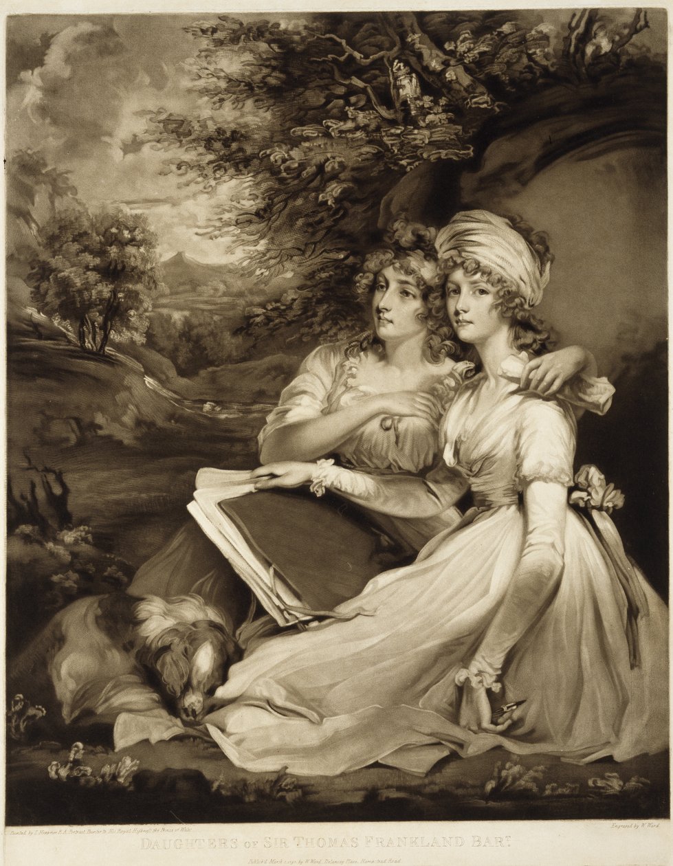 Die Töchter von Sir Thomas Frankland, Baronet, 1797 (Mezzotinto in brauner Tinte) von William Ward