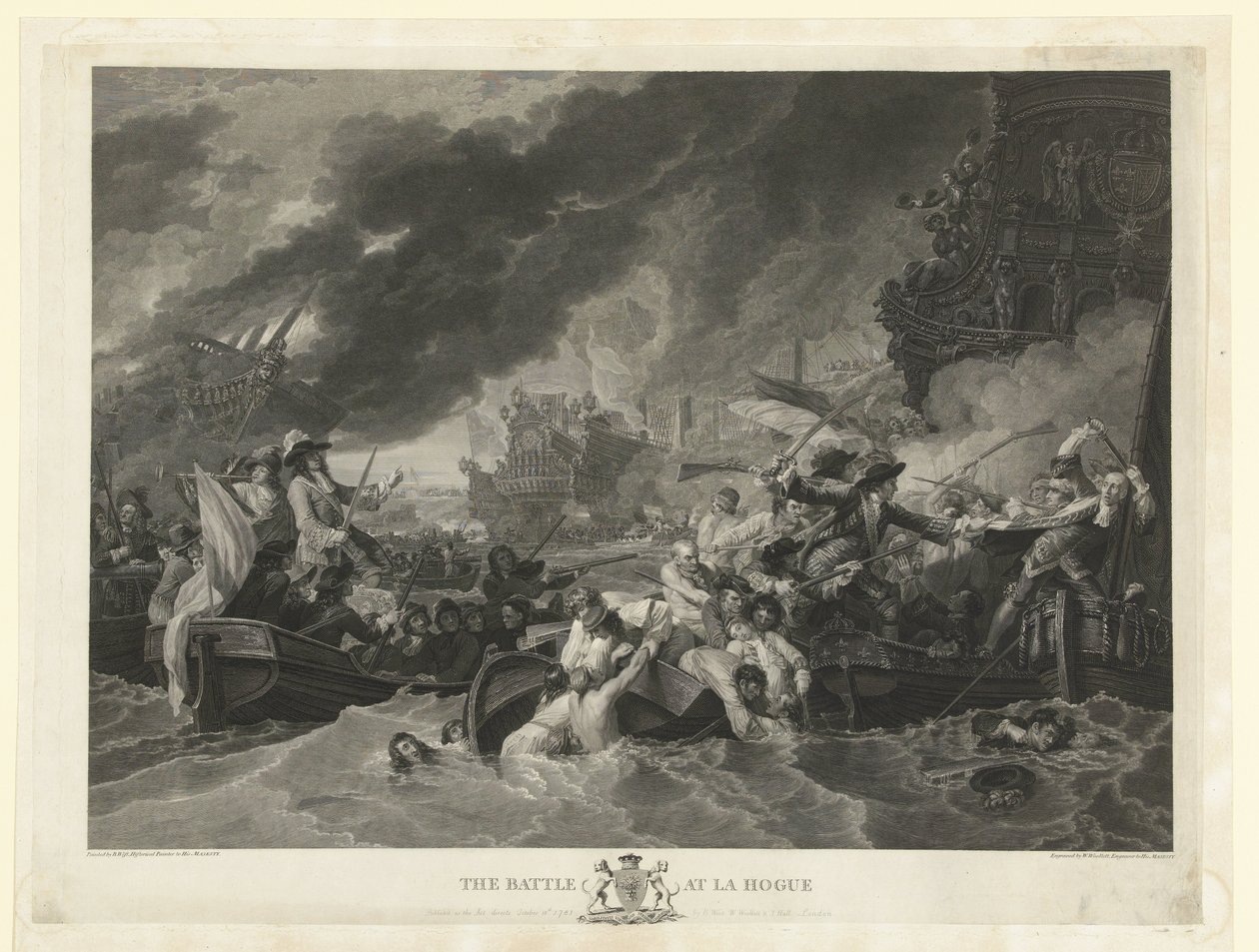 Die Seeschlacht bei Kap La Hogue, 1692 von William Woollett