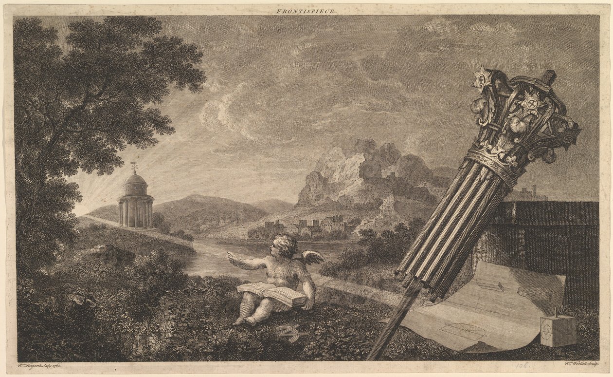 Frontispiz zu Joshua Kirbys Perspektive der Architektur, 1761, Juli 1760 von William Woollett