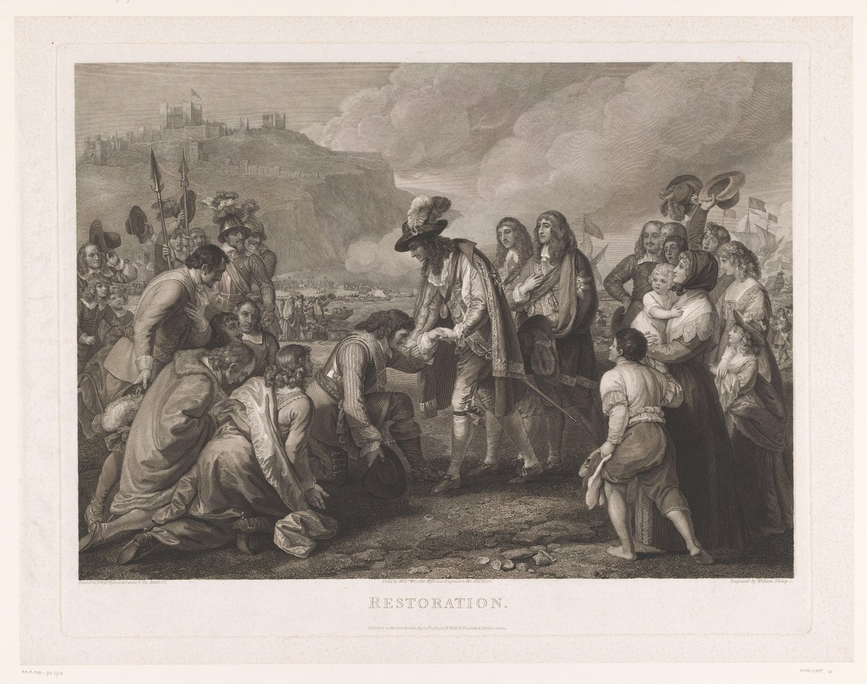 Karl II. von England kommt am Strand von Dover an, 25. Mai 1660 von William Woollett