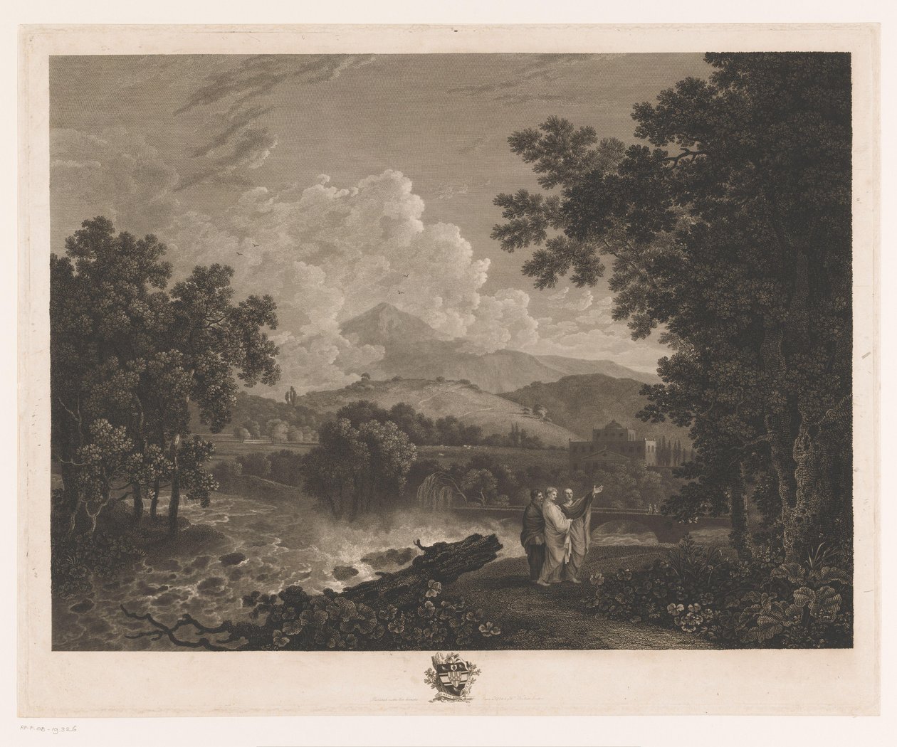 Landschaft mit Cicero am Ufer eines Flusses bei seiner Villa von William Woollett