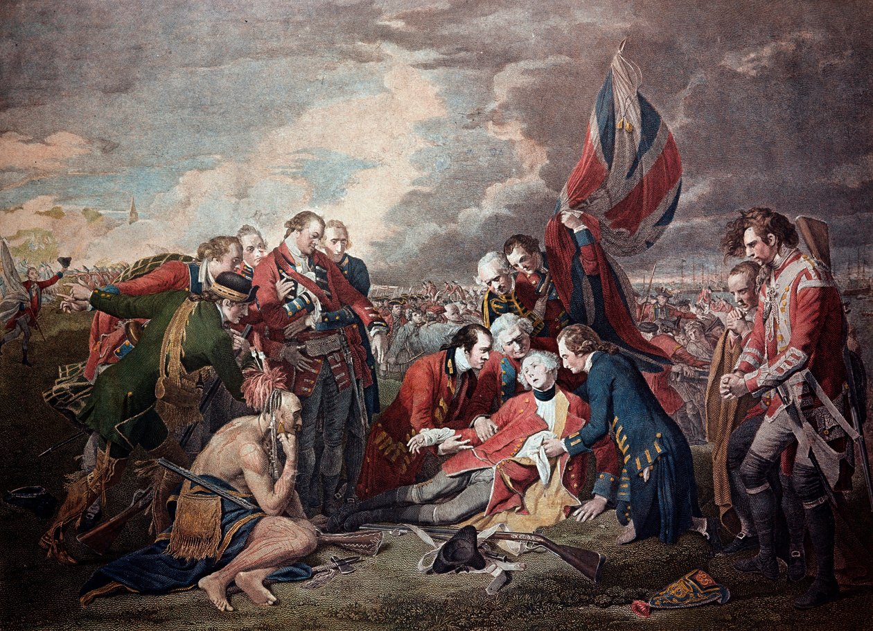 Der Tod von General James Wolfe (1727-1759) in der Schlacht von Quebec City im Siebenjährigen Krieg am 13. September von William Woollett