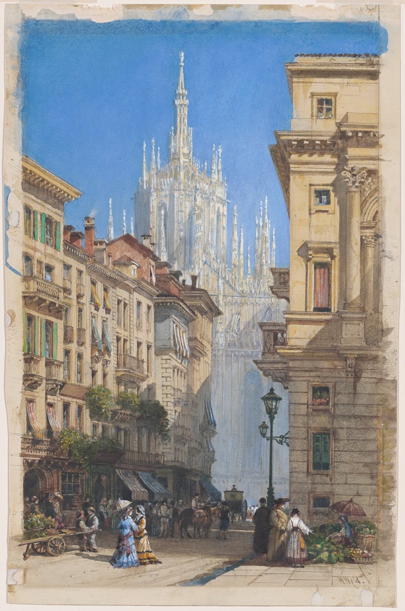 Der Dom in Mailand von einer Seitenstraße von William Wyld