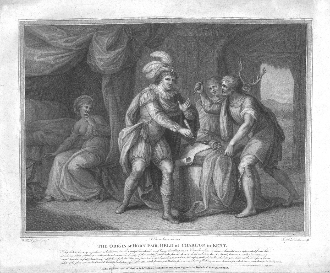 Der Ursprung der Hornmesse, abgehalten in Charlton in Kent, ca. 1803 von William Wynne Ryland