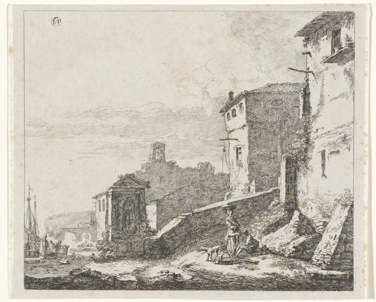 Ansicht eines Dorfes an einem Hafen von William Young Ottley (possibly)