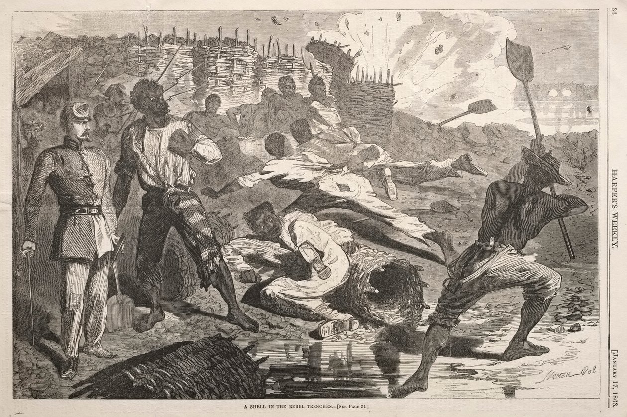 Eine Granate in den Rebellen-Schützengräben, 1863 von Winslow Homer