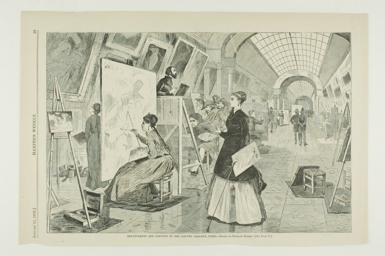 Kunststudenten und Kopisten in der Louvre-Galerie, Paris von Winslow Homer