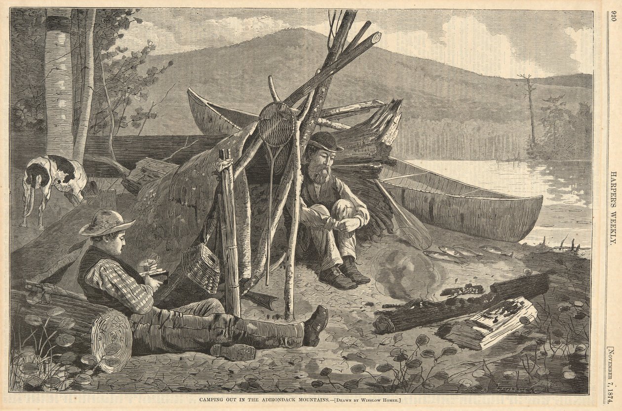 Camping in den Adirondack Mountains, aus Harper von Winslow Homer