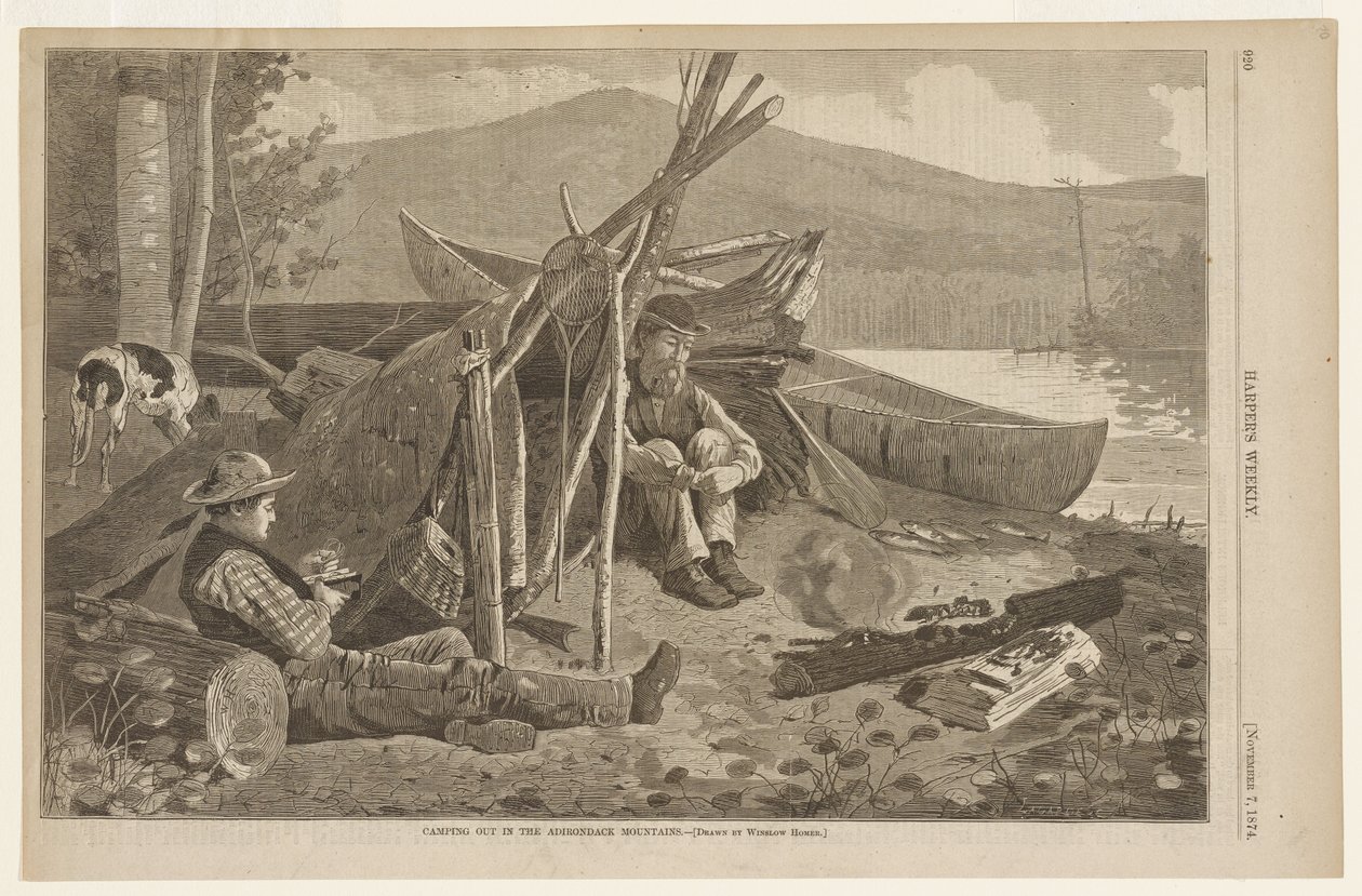 Camping in den Adirondack-Bergen von Winslow Homer