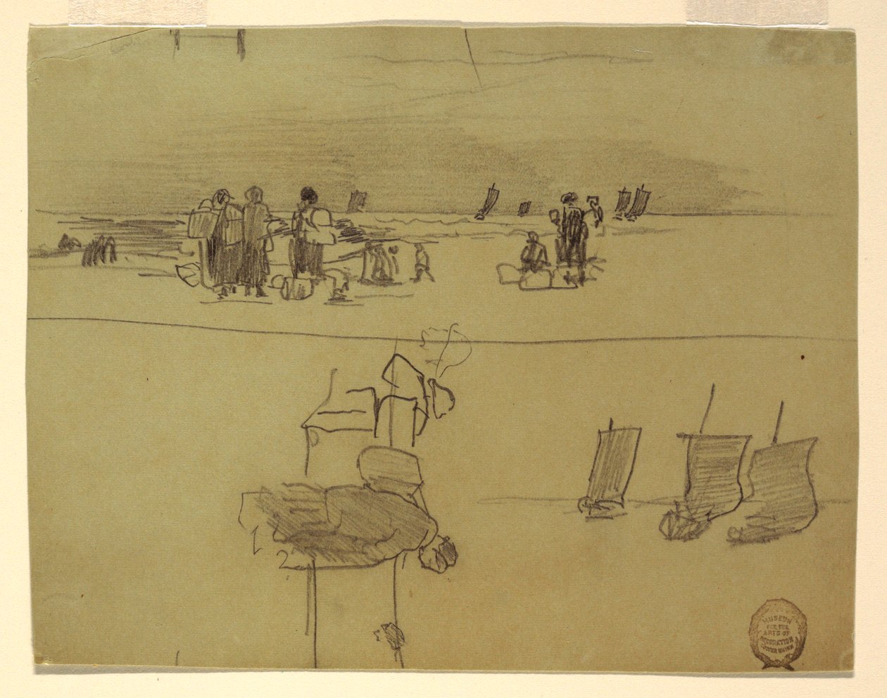 Strandszene mit Frauen, die Körbe tragen, Cullercoats, England, 1881–82 von Winslow Homer