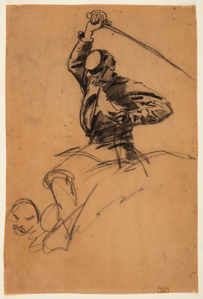 Zeichnung, Kavalleriesoldat mit Schwert zu Pferd, 1863 von Winslow Homer