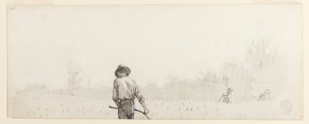 Zeichnung, Mann mit einer Sense, ca. 1865 von Winslow Homer