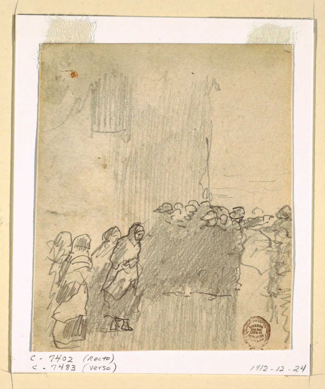 Männer und Frauen blicken aufs Meer, Cullercoats, England von Winslow Homer