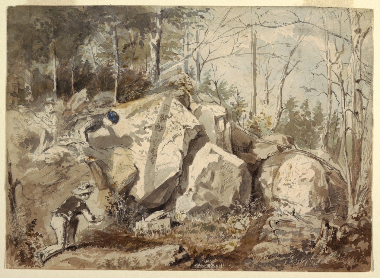 Ein Eichhörnchen fangen, ca. 1855 von Winslow Homer