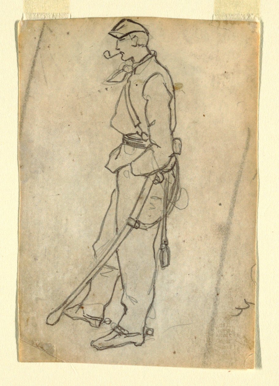 Soldat mit Schwert und Pfeife, 1862 von Winslow Homer