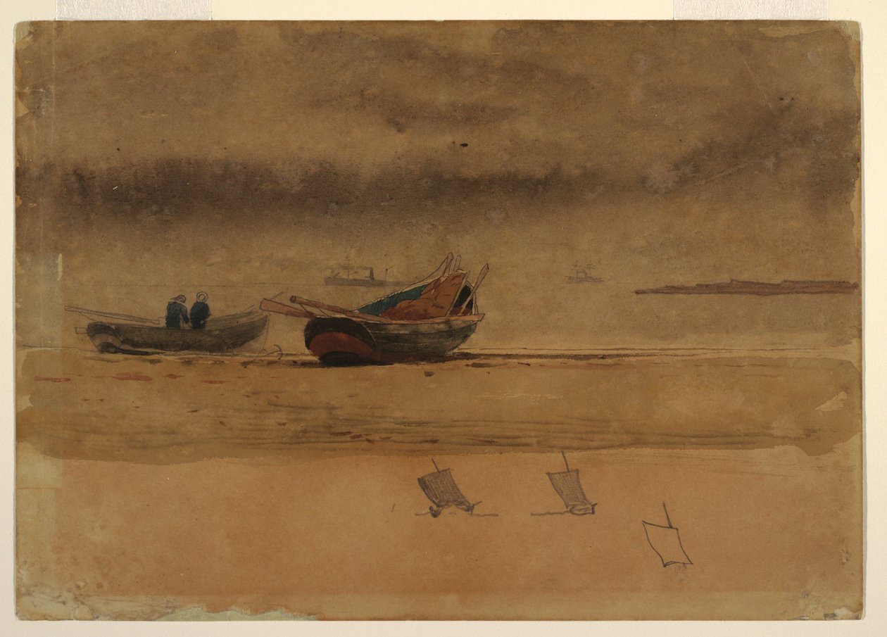 Zeichnung, Heckansicht von zwei Ruderbooten, England, 1881-82 von Winslow Homer