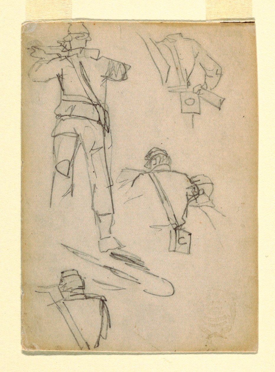 Studien von Soldaten, die zielen, 1862 von Winslow Homer