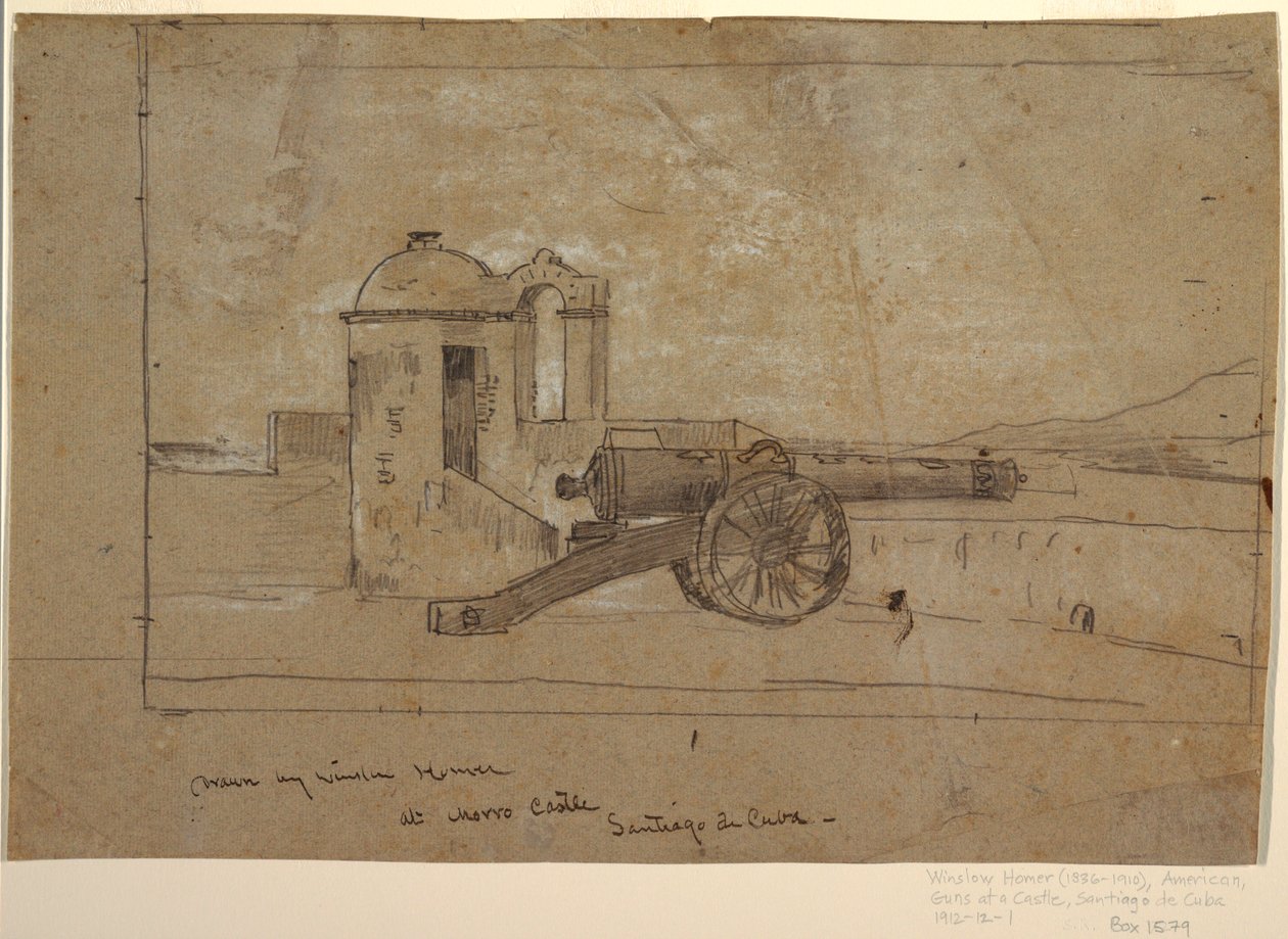 Zeichnung, Studie für "Suchscheinwerfer, Hafeneinfahrt, Santiago de Cuba", 1885 von Winslow Homer