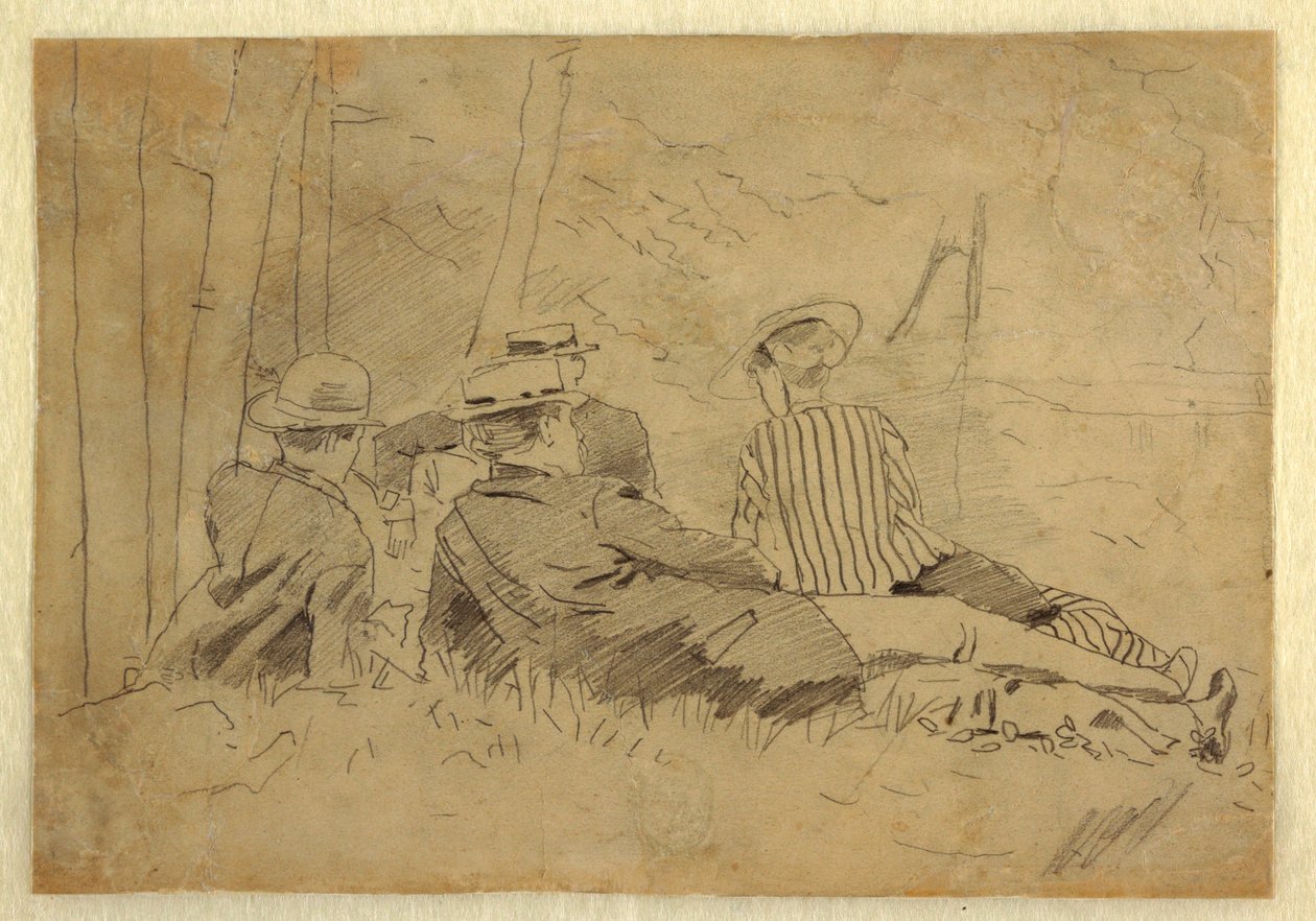 Zeichnung, Studie für "Die Angelgesellschaft", ca. 1869 von Winslow Homer
